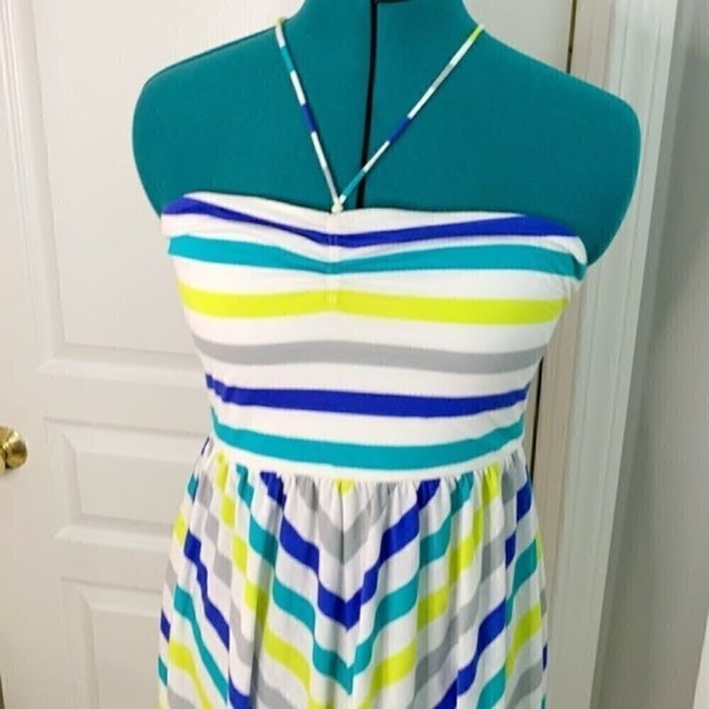 American Eagle NWT Tube Halter Chevron Summer Beach Casual Print Dress - Picture 2 of 10